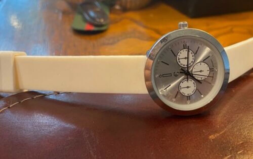Women's Silver Tone 33mm Charming Charlie Watch, White Poly Band